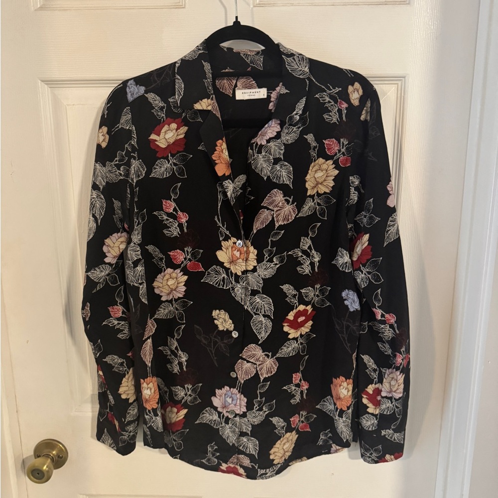 Equipment Black Floral Shirt